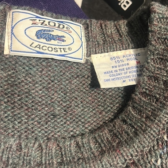 Vintage Izod Lacoste Gray Wool Blend Crew Neck Sweater M - Picture 5 of 5